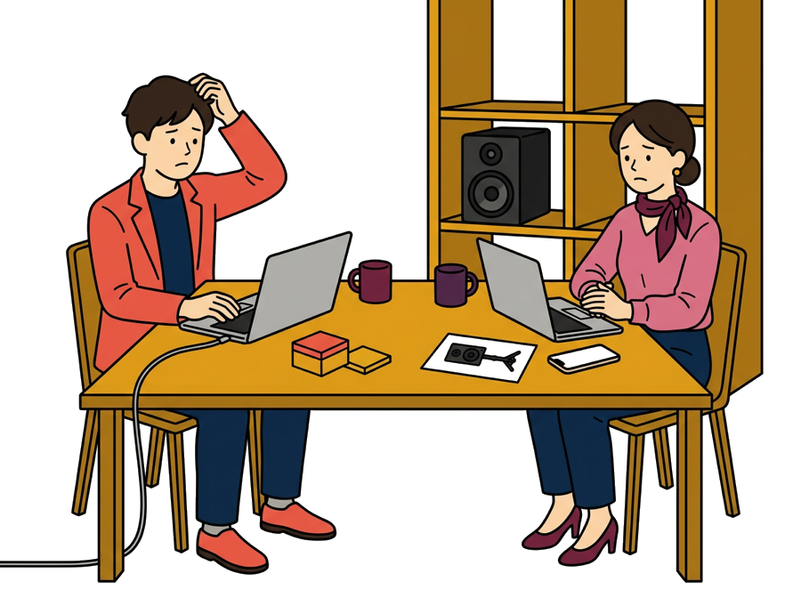 何を頼めばいいか分からず相談している会社員