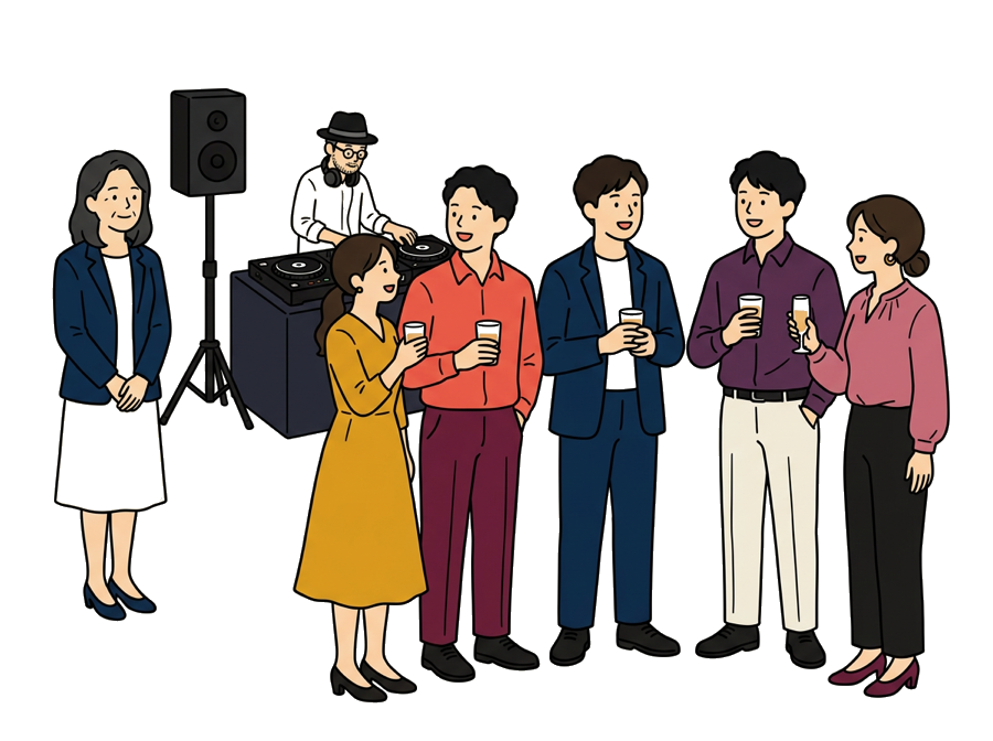 会場の下見に同行する担当者