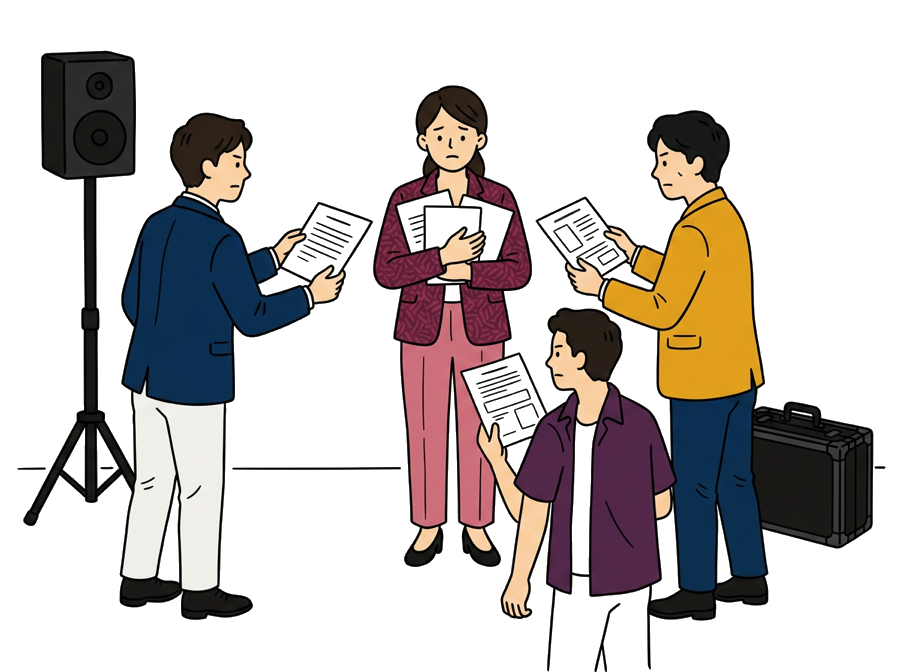 3社に別々に連絡している幹事